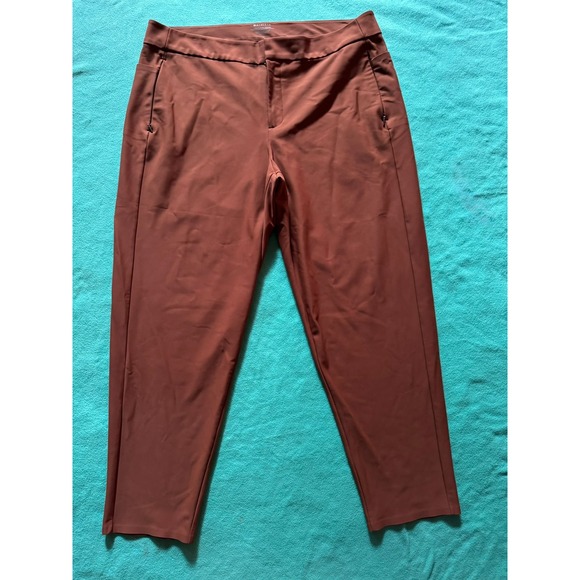 Athleta Stellar Trouser Skinny Ankle‎ Dress Pants Zipper Pockets Brown Size 18 - Picture 1 of 12